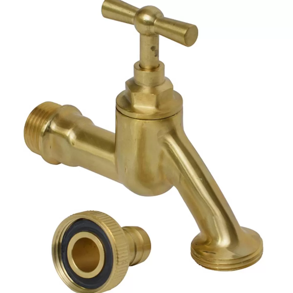 Brico Sanivesk Tapkraan Met Krukbediening En Slangwartel Messing ( Buitendraad X Buitendraad ) 1/2" X 3/4" Store