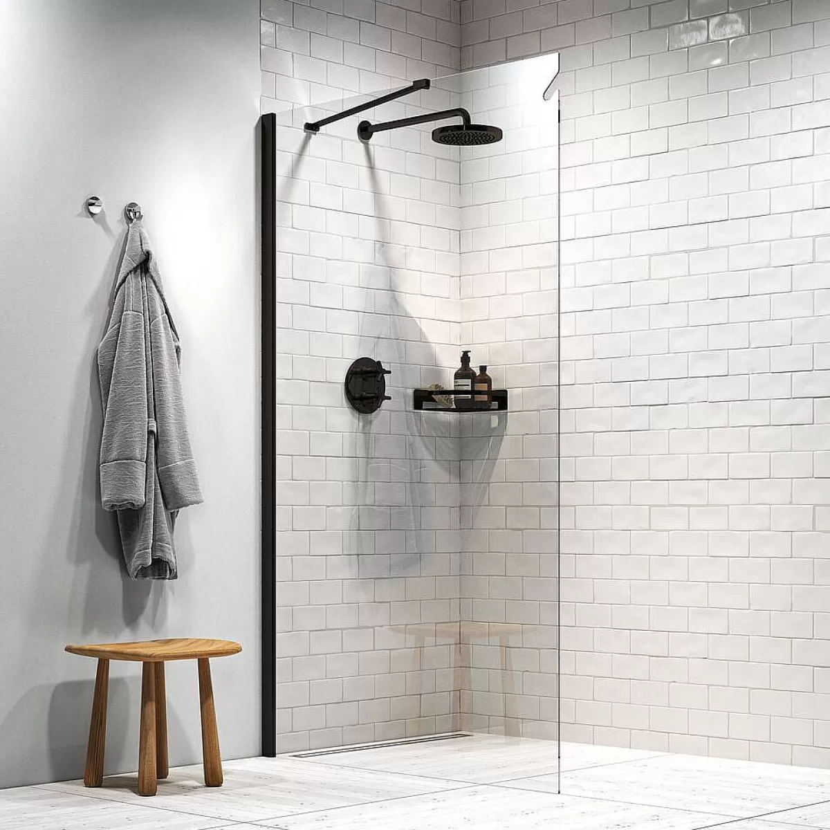 Brico Sealskin Hooked Inloopdouche Type A3 140X200Cm | 6Mm Helder Veiligheidsglas Met Antikalklaag Matzwart Clearance
