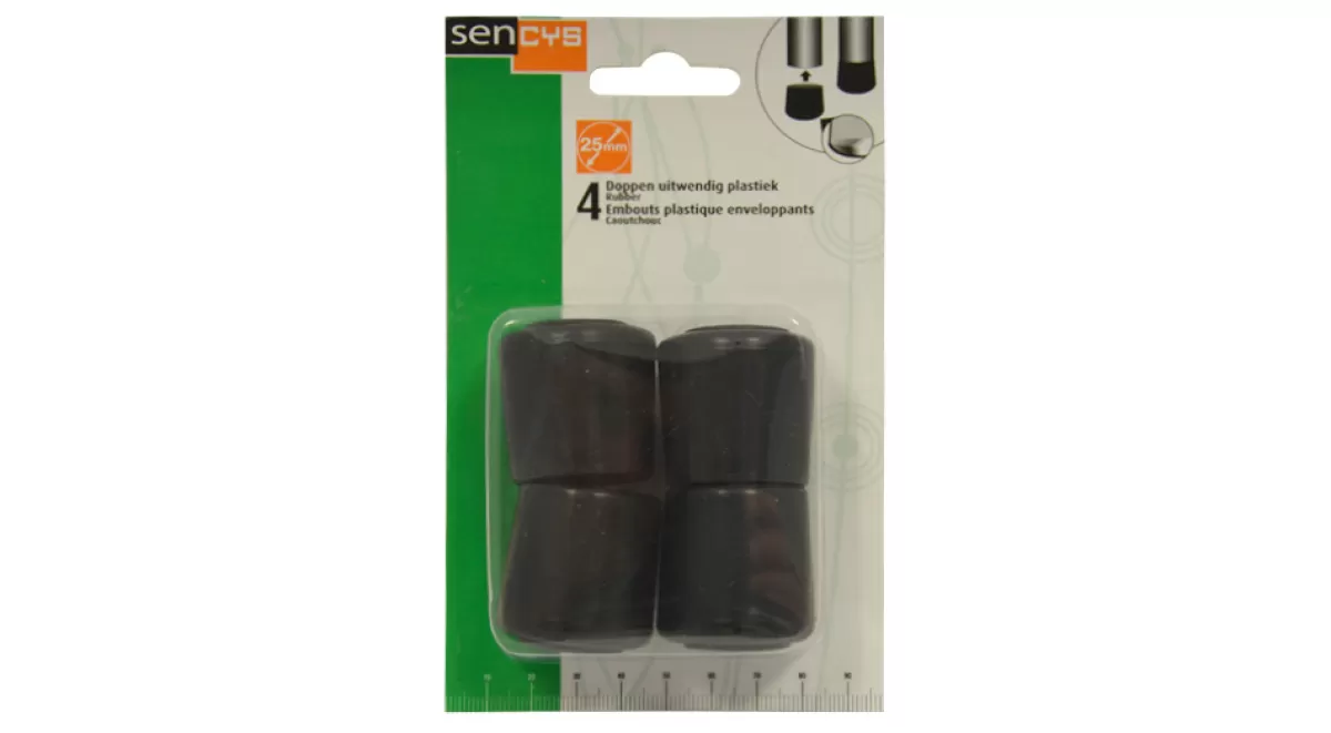 Brico Sencys Externe Dop Stoel-/Tafelpoot Rubber 25Mm Zwart 4St.