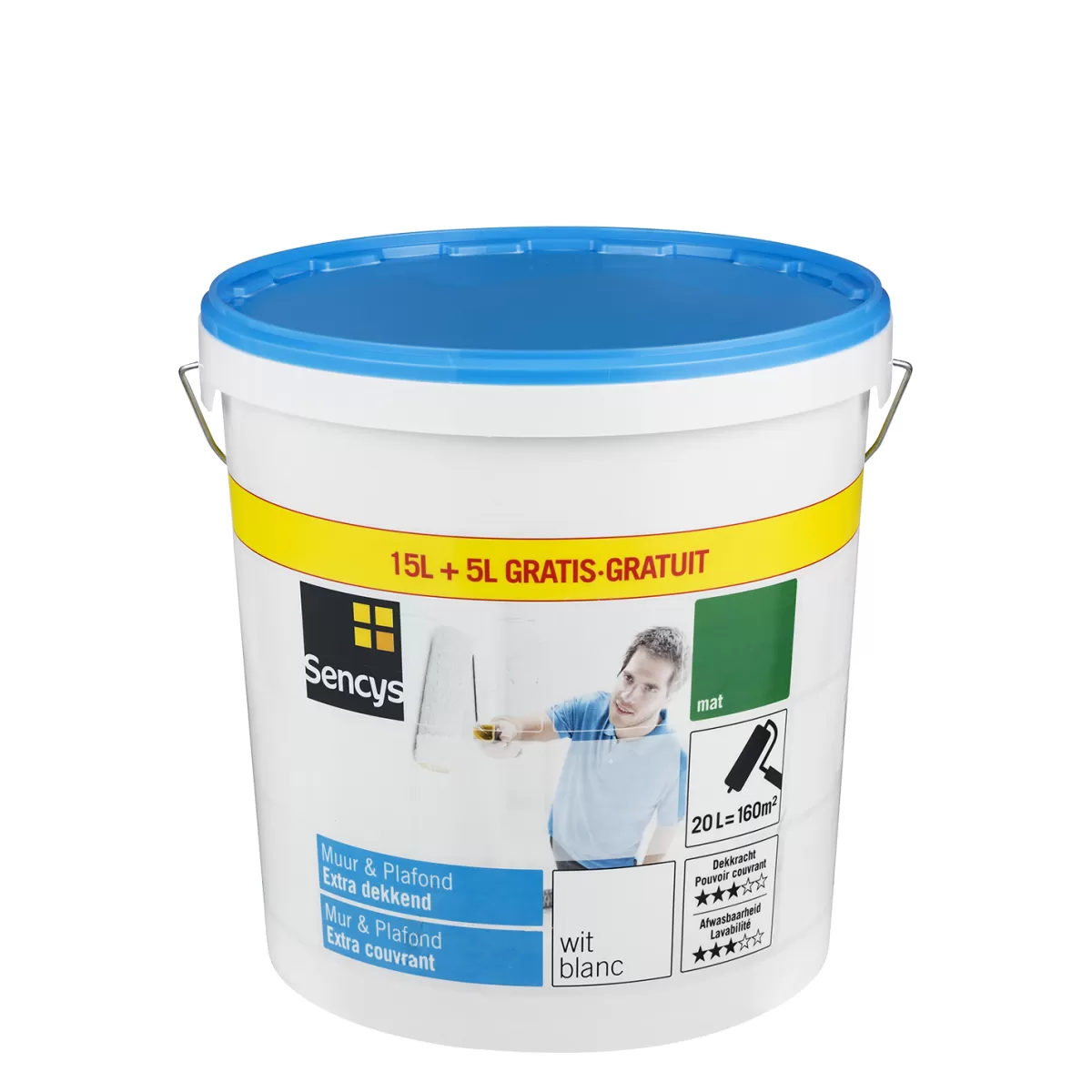 Brico Muurverf-Sencys Muur & Plafond Extra Dekkend Mat Wit 20L