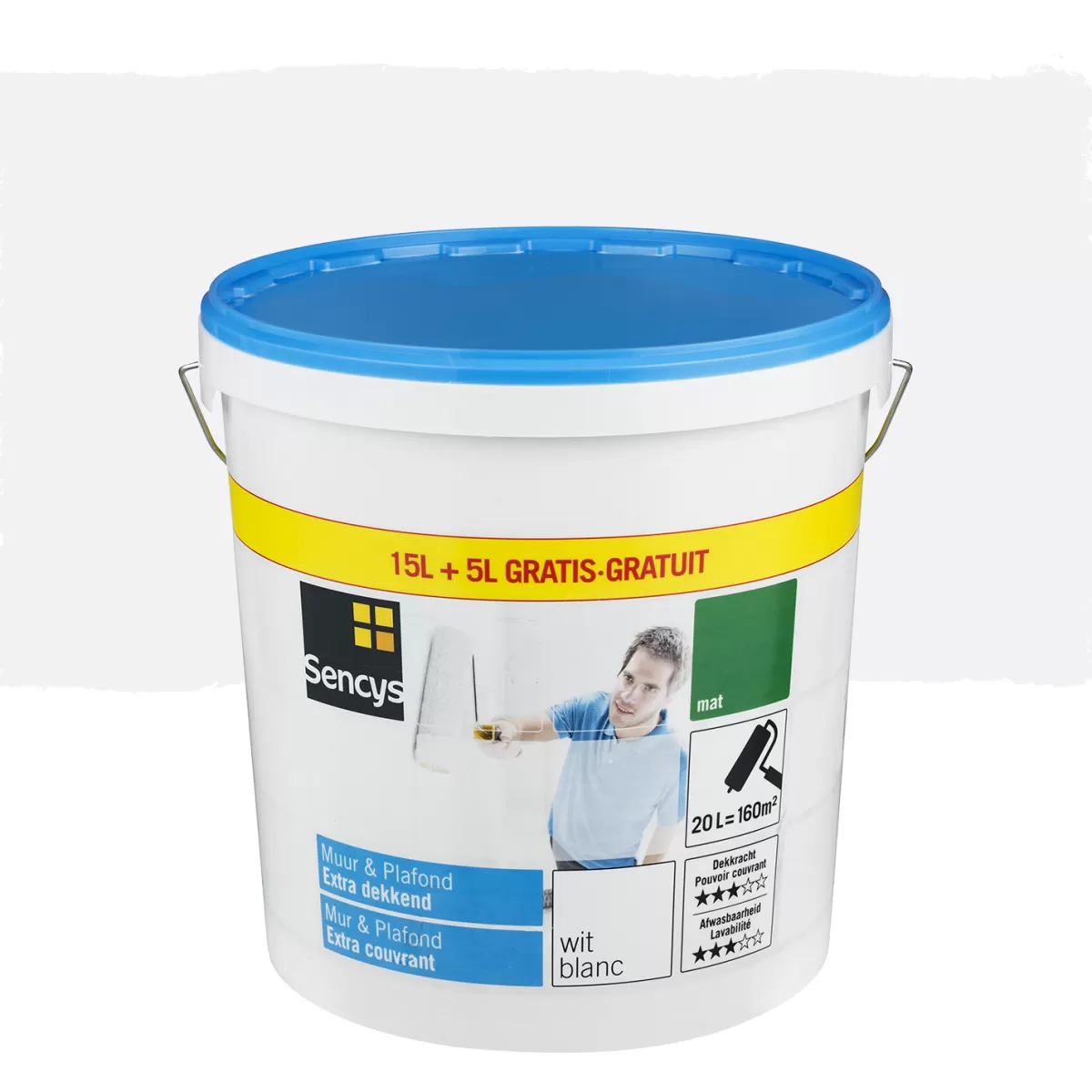 Brico Muurverf-Sencys Muur & Plafond Extra Dekkend Mat Wit 20L