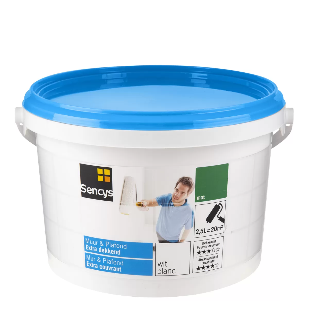 Brico Muurverf-Sencys Muur & Plafond Extra Dekkend Mat Wit 2,5L