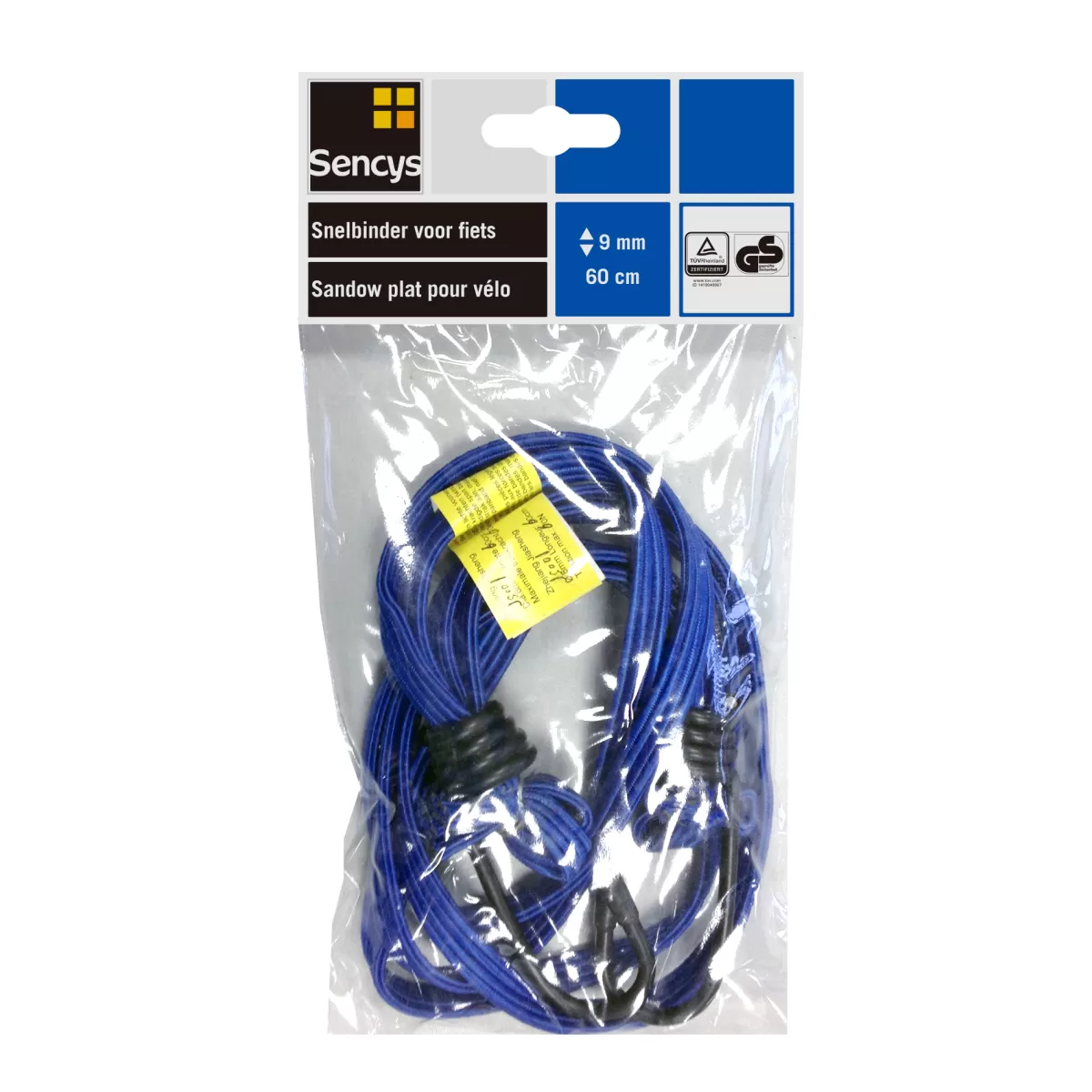 Brico Spanbanden-Sencys Platte Snelbinder Met Haak Voor Fiets Blauw 9Mmx60Cm