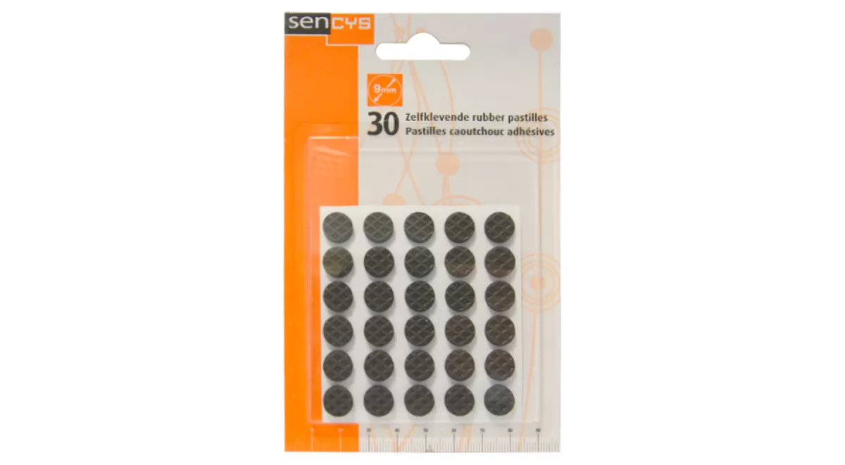 Brico Sencys Zelfklevende Rubberen Glijders Anti-Slip Zwart 9Mm 30St.