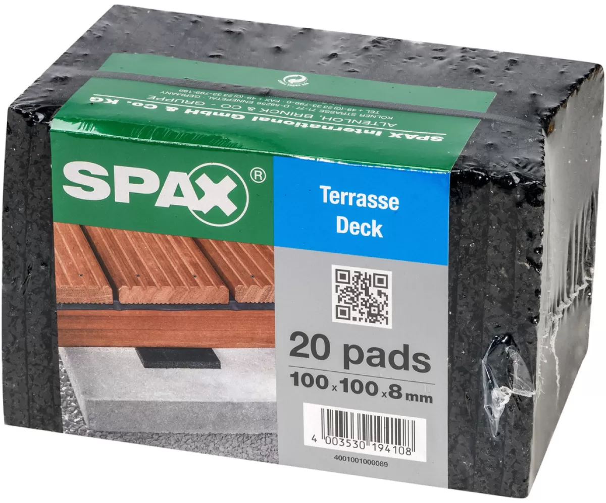 Brico Tuinbeslag & Terrasschroeven-Spax Isolatiepads Terras 10X10X0,8Cm 20St