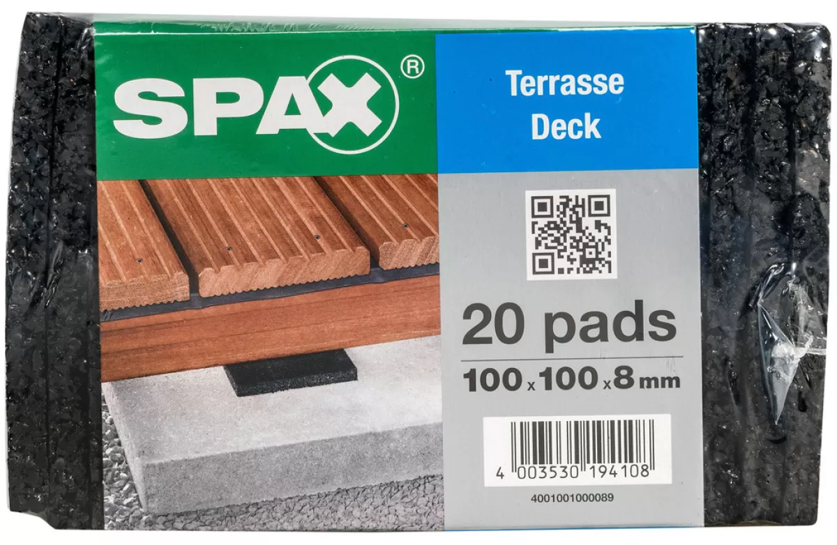 Brico Tuinbeslag & Terrasschroeven-Spax Isolatiepads Terras 10X10X0,8Cm 20St