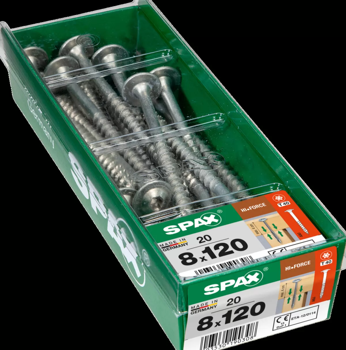 Brico Schroeven-Spax Schroef 'Hi.Force' Staal 120 X 8 Mm - 20 Stuks