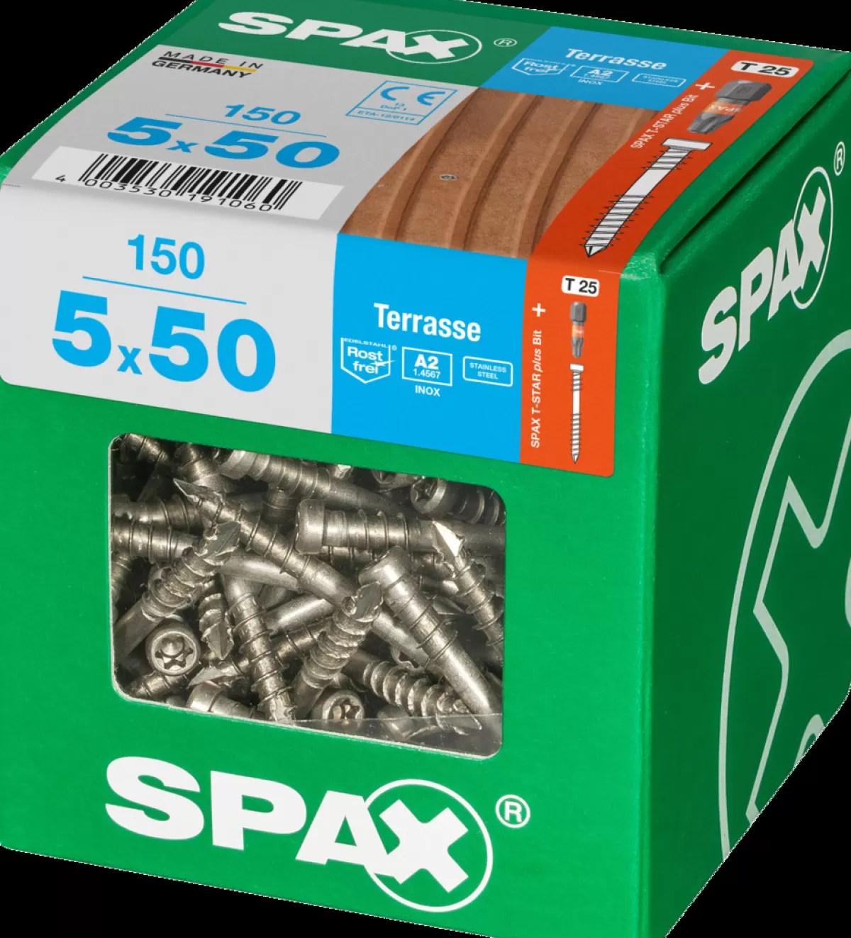 Brico Tuinbeslag & Terrasschroeven-Spax Terrasschroef A2 Rvs 50X5Mm 150St