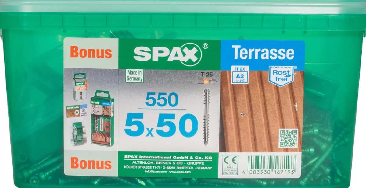 Brico Tuinbeslag & Terrasschroeven-Spax Terrasschroef A2 Rvs 50X5Mm 550St