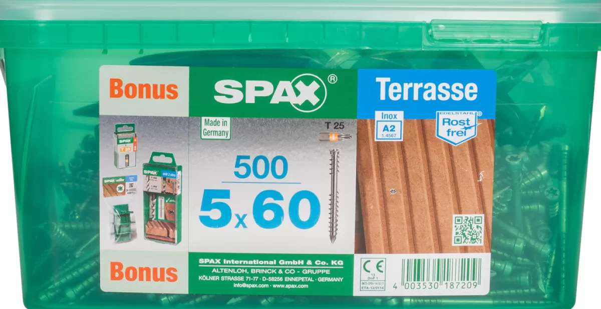 Brico Tuinbeslag & Terrasschroeven-Spax Terrasschroef A2 Rvs 60X5Mm 500St