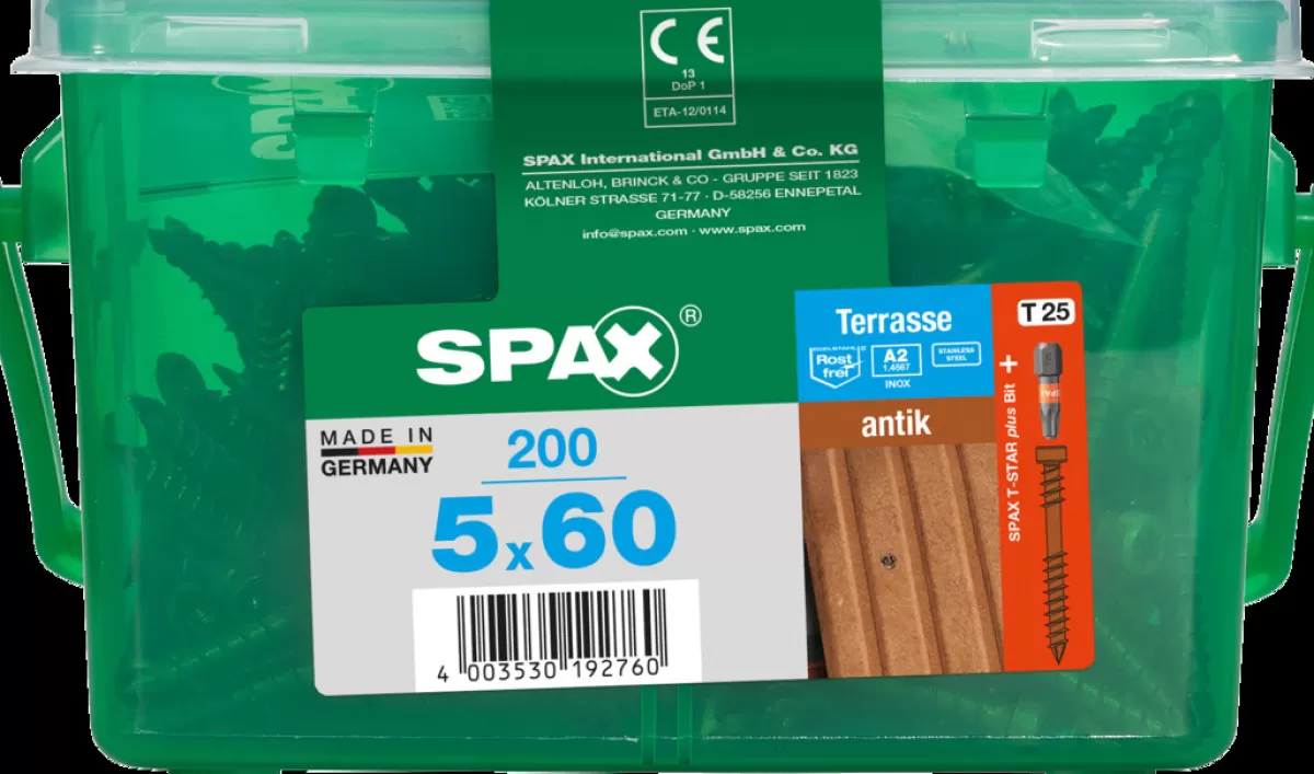 Brico Tuinbeslag & Terrasschroeven-Spax Terrasschroef A2 Rvs Bruin 60X5Mm 200St