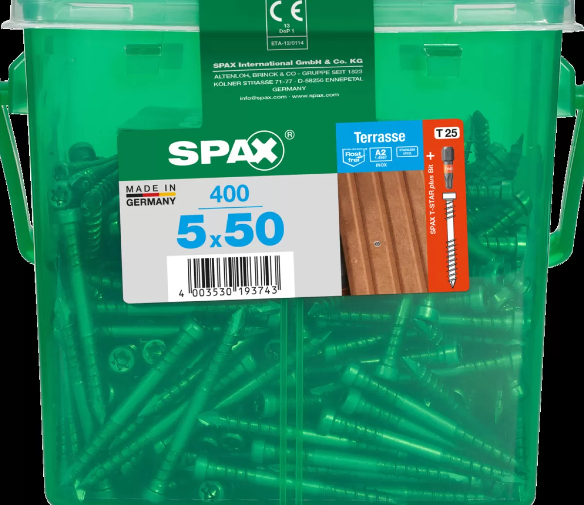 Brico Schroeven-Spax Terrasschroef 'T-Star' Rvs 5X50Mm 400 Stuks