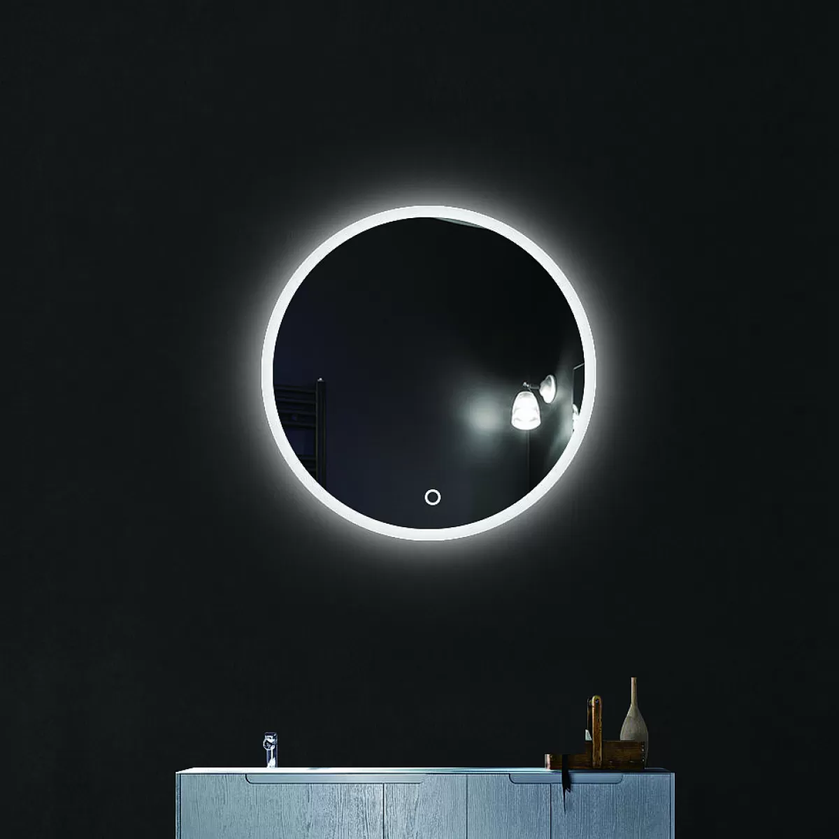 Brico Spiegel Renzo Rond Met Ledverlichting Touch Sensor En Spiegelverwarming O60Cm New