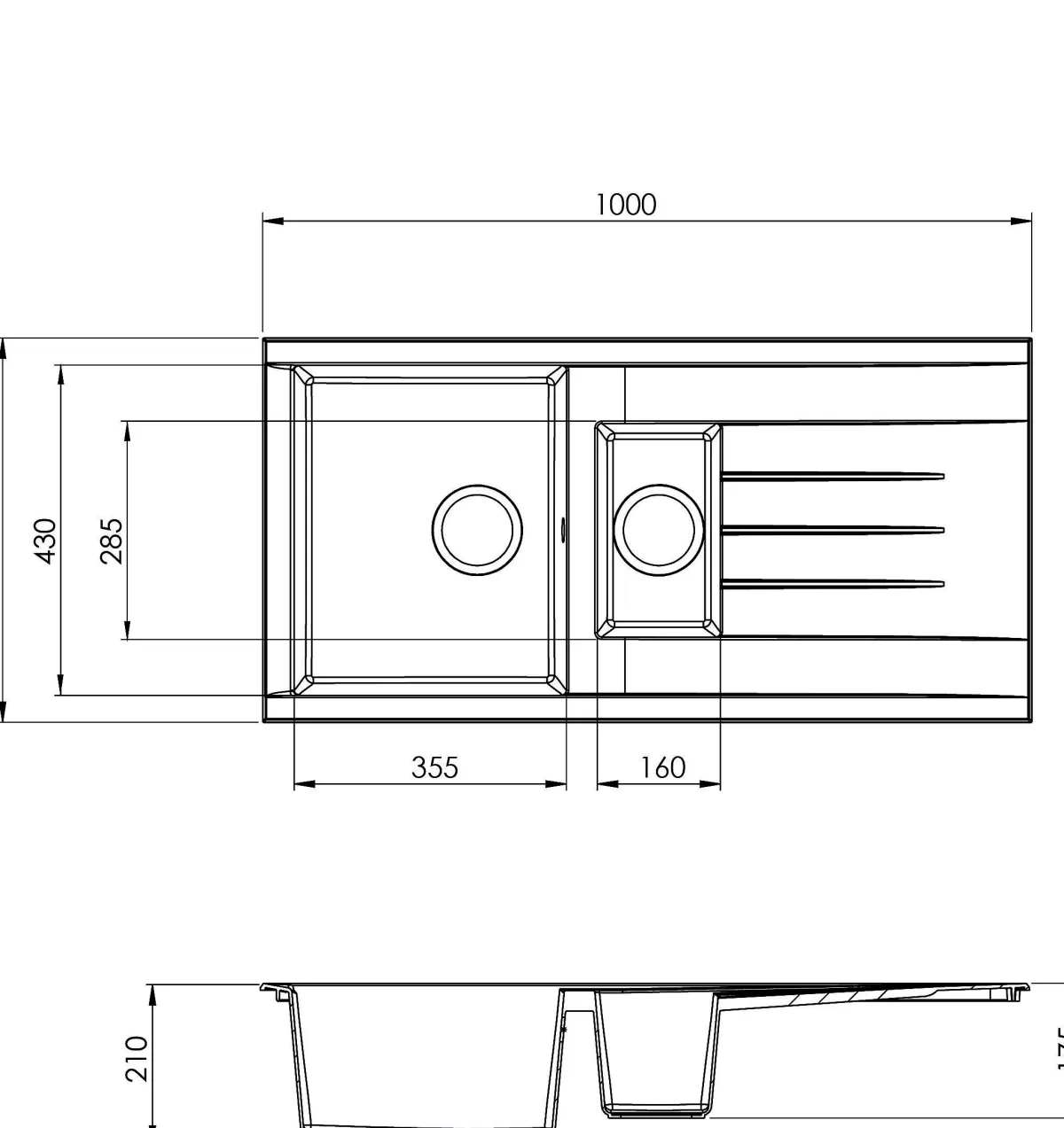 Brico Spoelbak Cube 1,5 Bak 100X50X21Cm Composiet Betongrijs Store