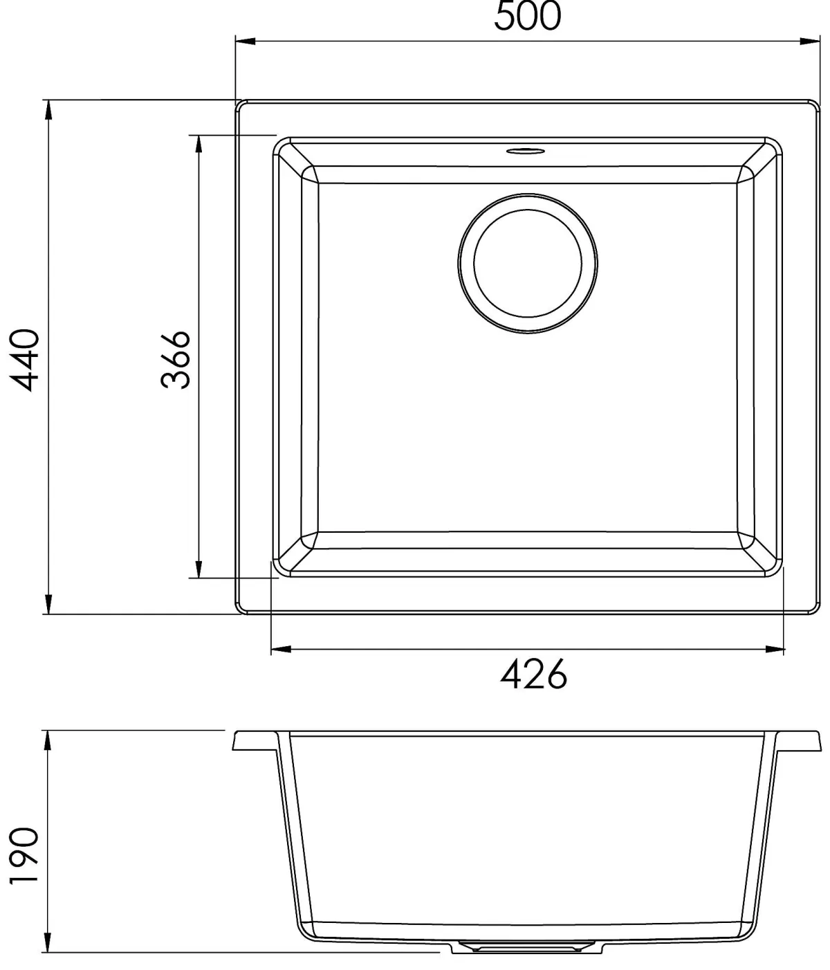 Brico Spoelbak Evo 1 Xl Bak 50X44X19Cm Composiet Zwart Cheap