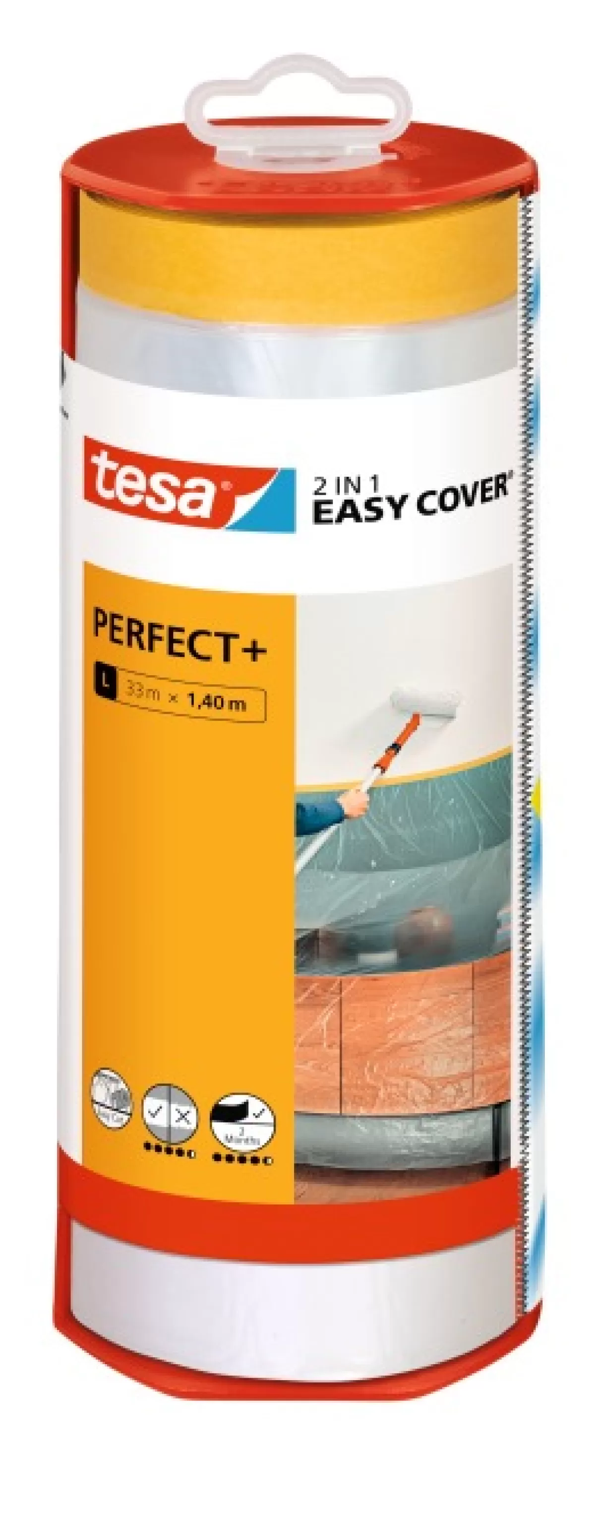 Brico Afdekfolie & Bescherming-Tesa Afplaktape Easy Cover Perfect + Dispenser & Refill 33Mx1,40M