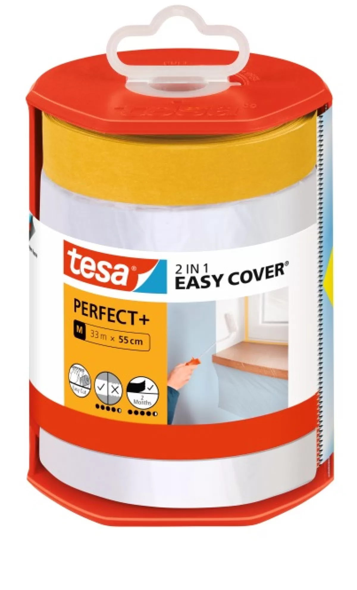 Brico Afdekfolie & Bescherming-Tesa Afplaktape Easy Cover Perfect + Dispenser & Refill 33Mx55Cm