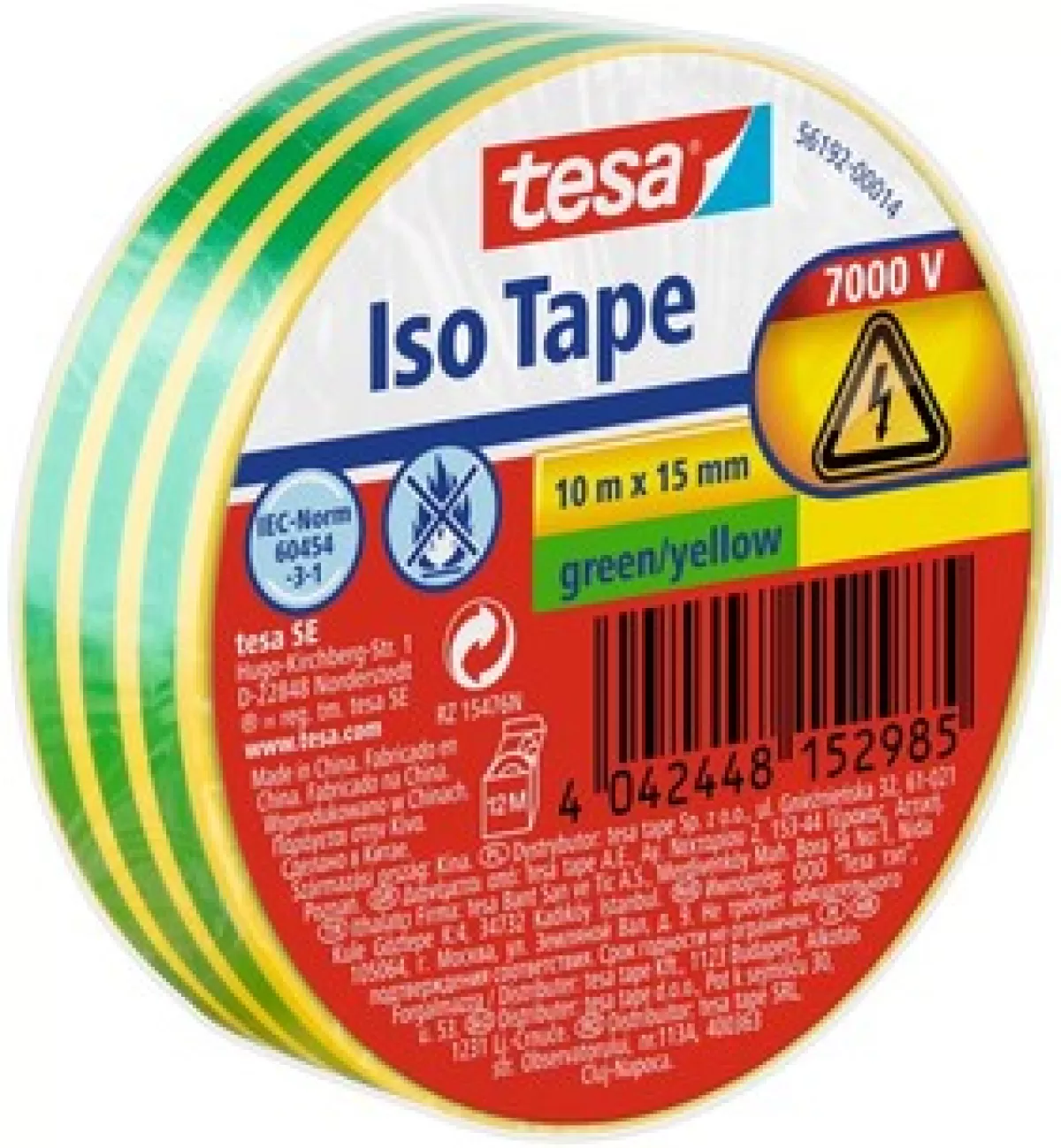 Brico Technische Tape-Tesa Isolatietape Iso Tape Pvc Groen-Geel 10Mx15Mm