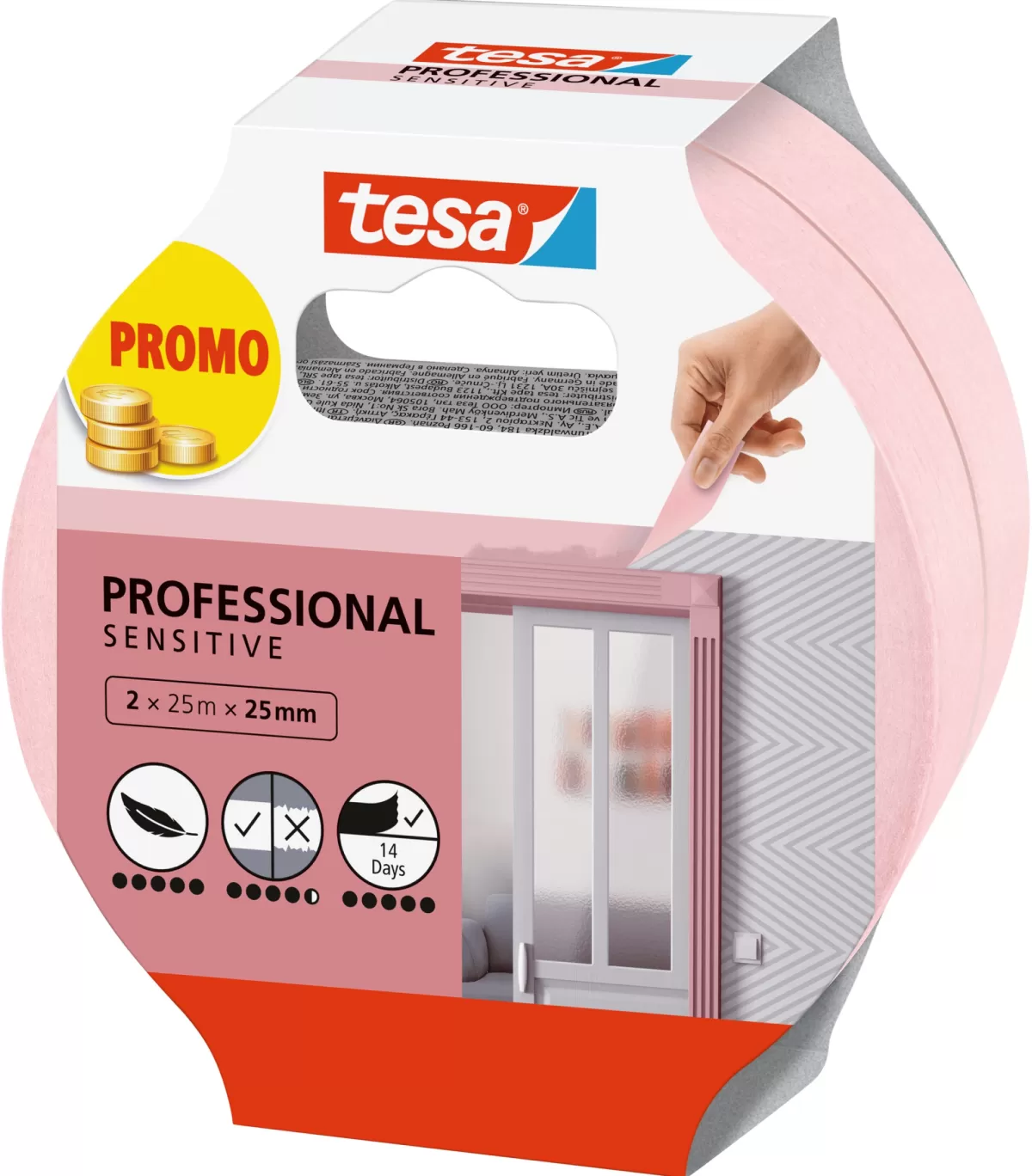 Brico Afplaktape-Tesa® Professional Sensitive Afplaktape 25Mx25Mm 2 Stuks