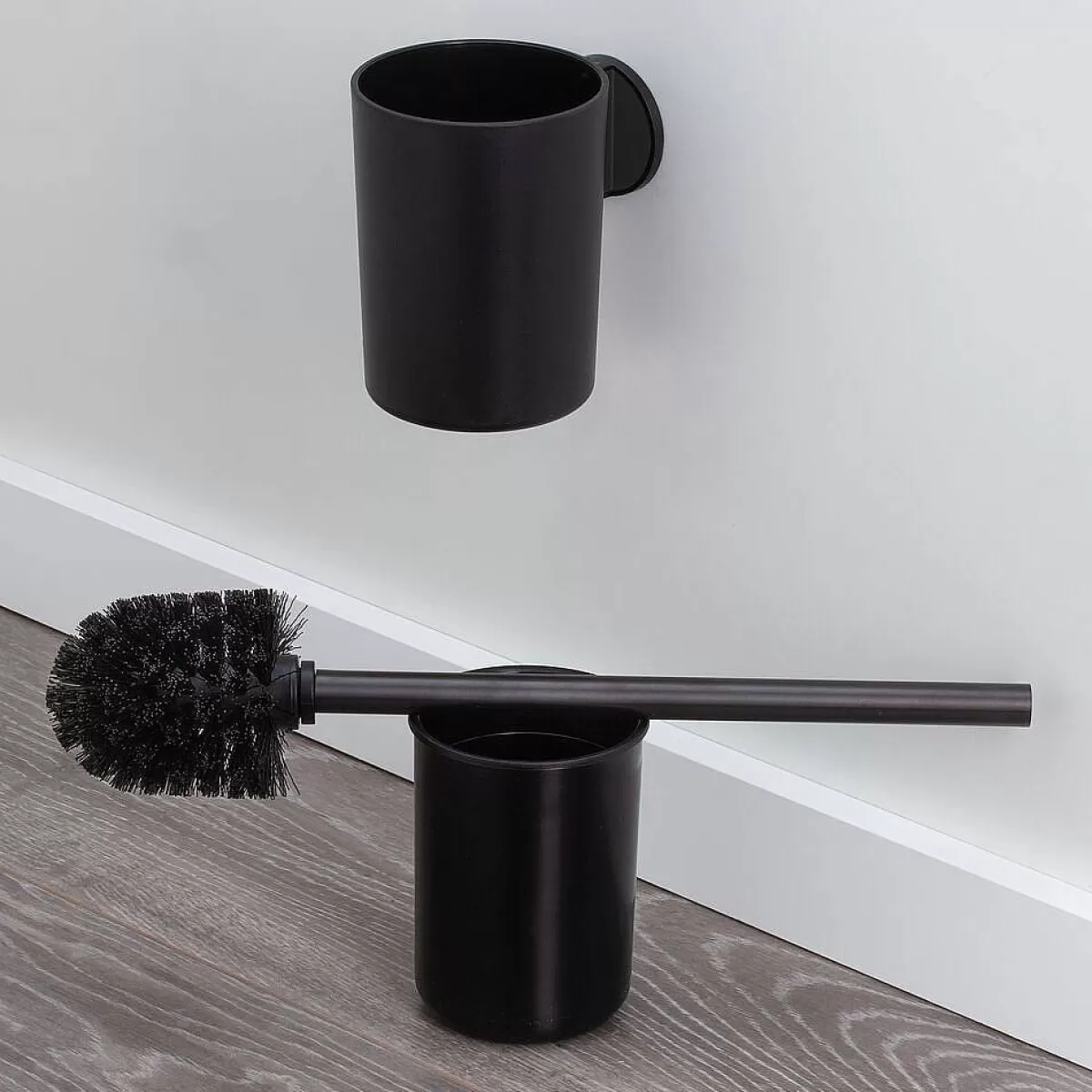 Brico Tiger Tune Toiletborstel Met Houder Zwart Metaal Geborsteld / Zwart Clearance