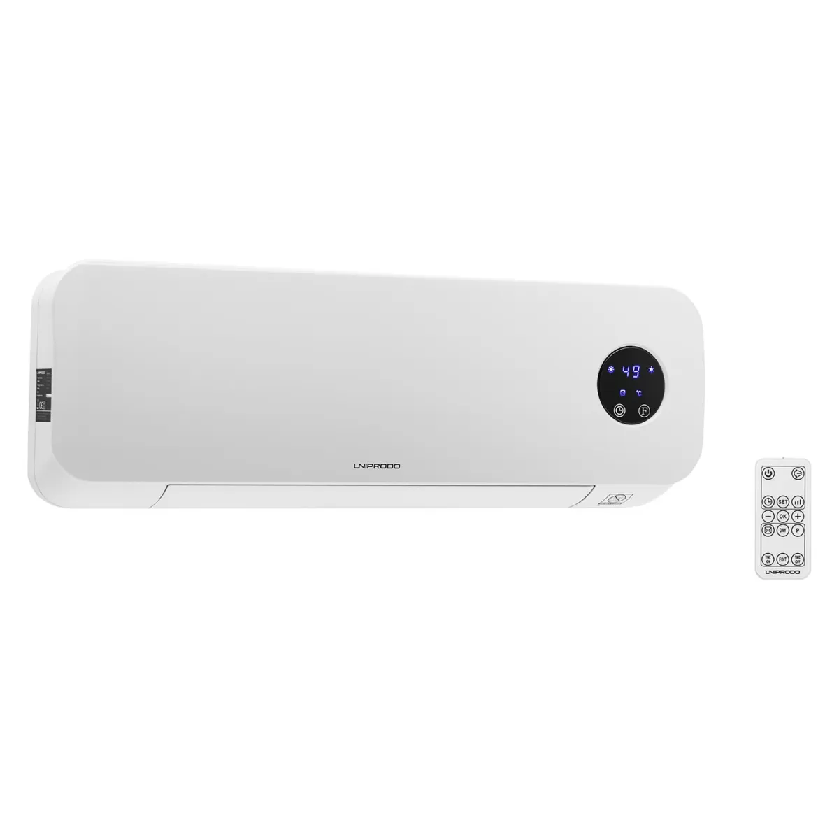Brico Uniprodo Wandverwarming - Keramisch - 10 - 49 °C - 1000/2000 W - Afstandsbediening - Extra Slank