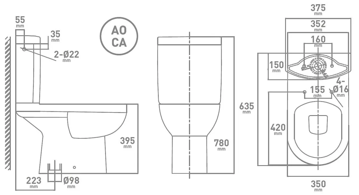 Brico Van Marcke Duoblok Toilet Cobro I Ao Aansluiting I Soft-Close Toiletzitting Wit Flash Sale
