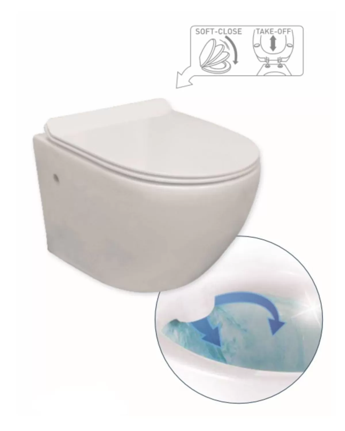 Brico Van Marcke Go Hangtoilet Randloos + Softclose En Take-Off Toiletzitting Wit 500X360X370Mm New