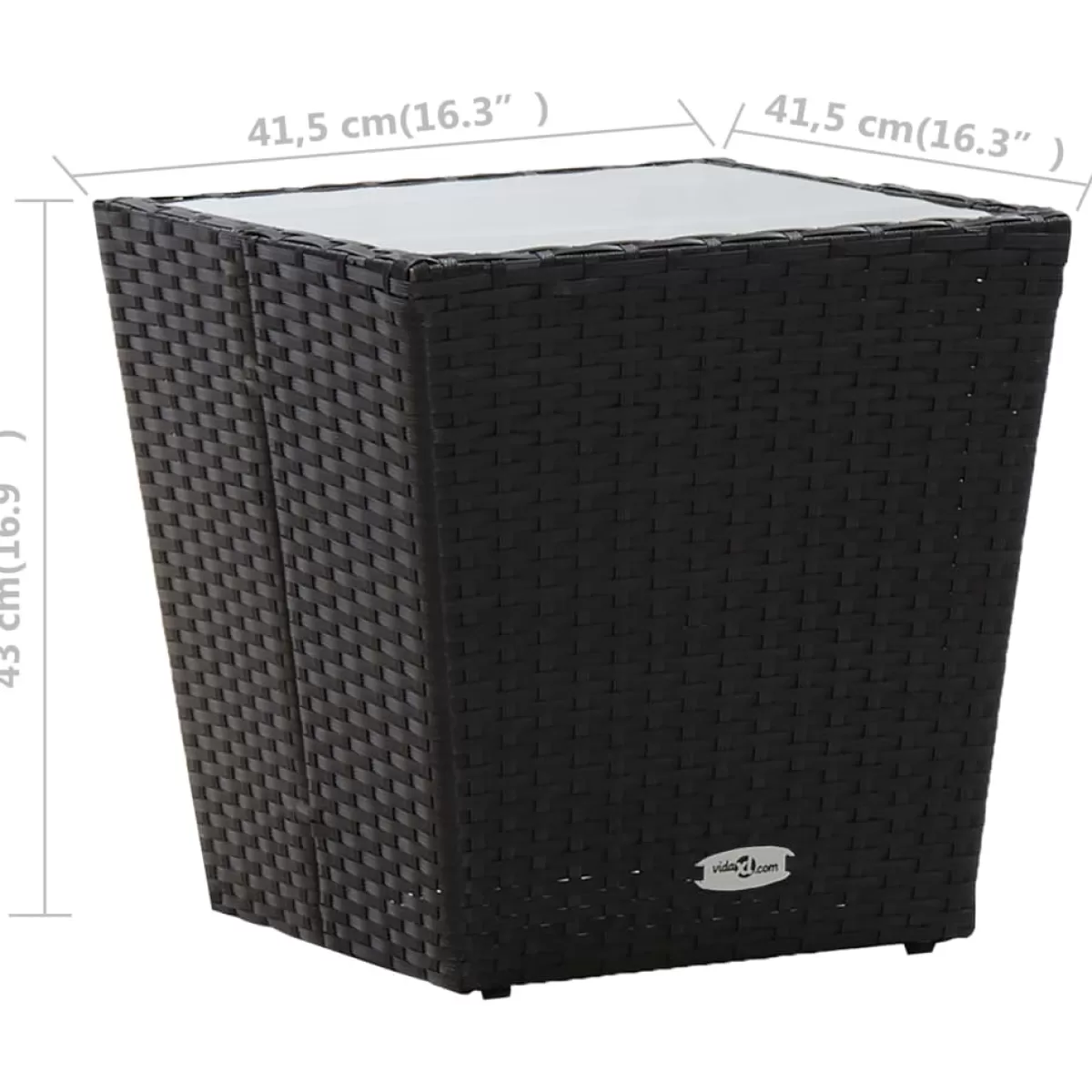 Brico Tuintafels-Vidaxl Theetafel 41,5X41,5X43 Cm Poly Rattan En Gehard Glas Zwart