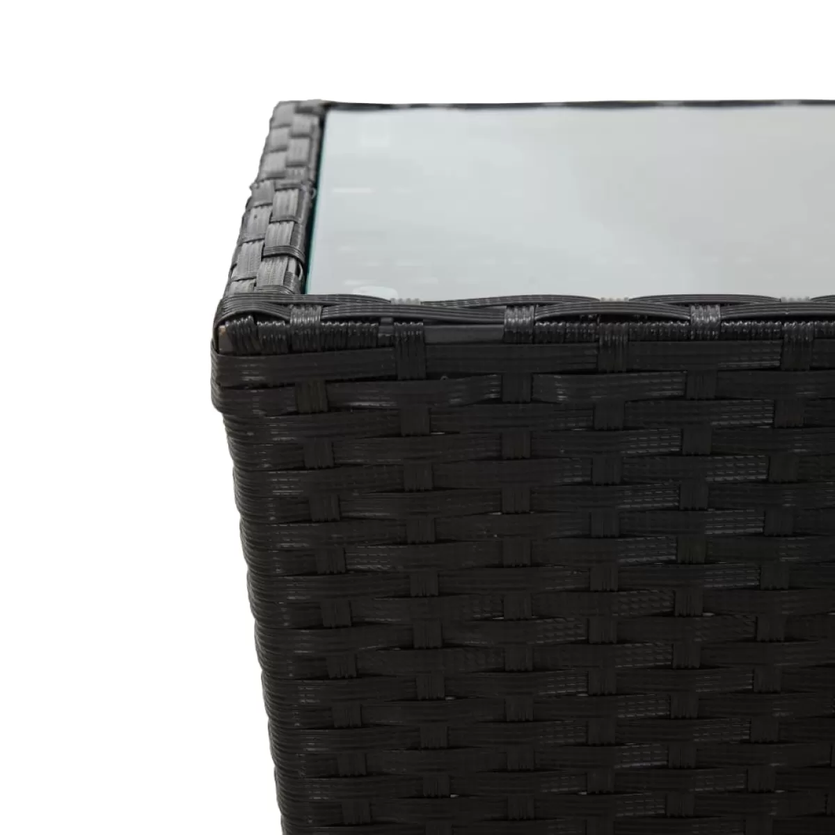 Brico Tuintafels-Vidaxl Theetafel 41,5X41,5X43 Cm Poly Rattan En Gehard Glas Zwart