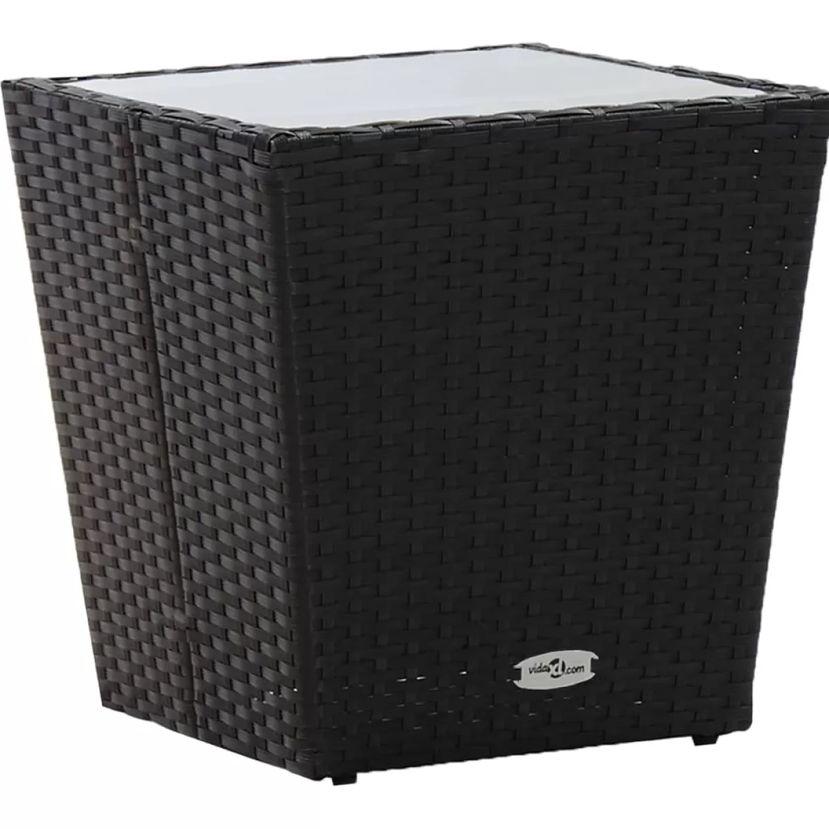 Brico Tuintafels-Vidaxl Theetafel 41,5X41,5X43 Cm Poly Rattan En Gehard Glas Zwart