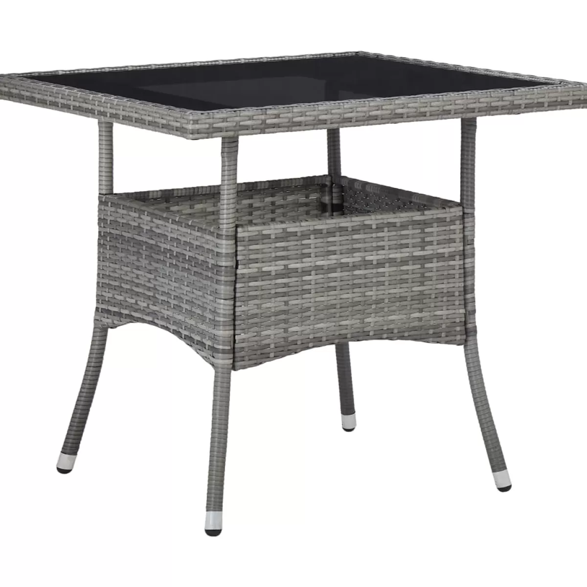 Brico Tuintafels-Vidaxl Tuintafel Poly Rattan En Glas Grijs