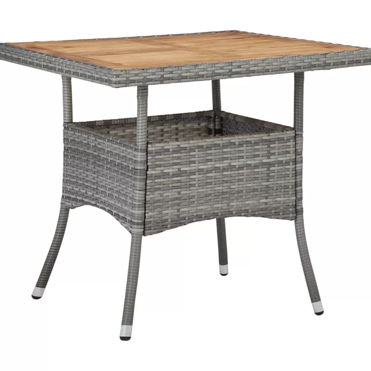 Brico Tuintafels-Vidaxl Tuintafel Poly Rattan En Massief Acaciahout Grijs