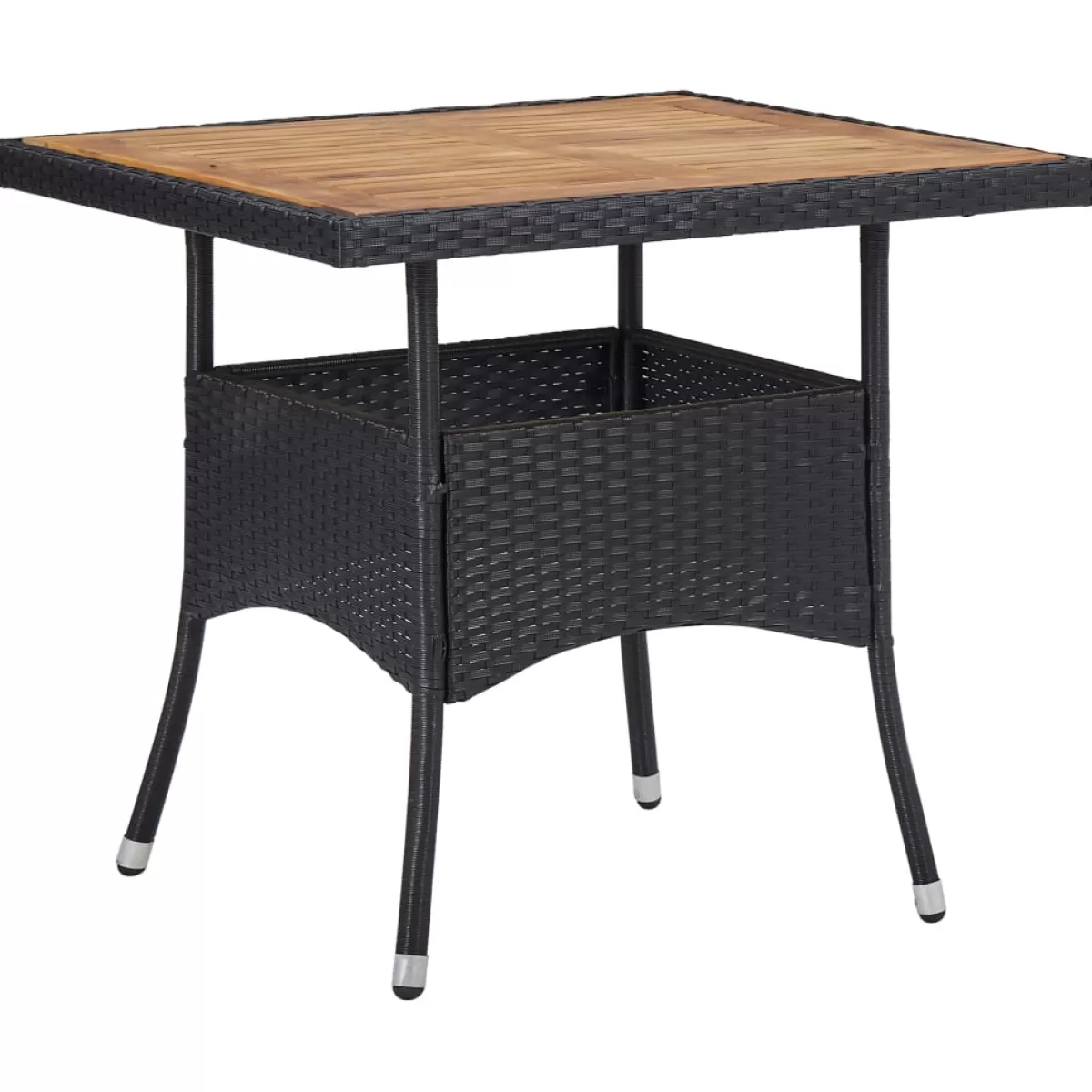 Brico Tuintafels-Vidaxl Tuintafel Poly Rattan En Massief Acaciahout Zwart