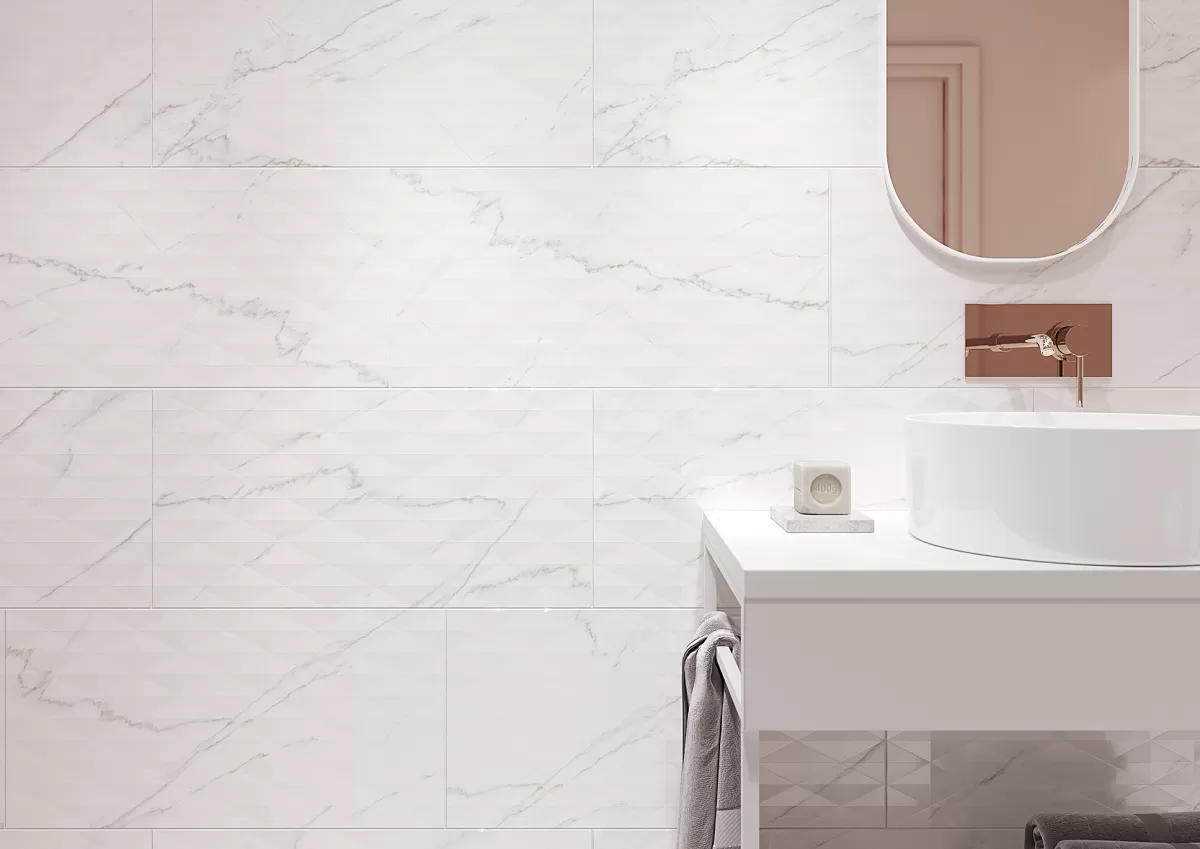 Brico Wandtegel Stay Classy - Gestructureerd Diamand - Glanzend - Wit - 30X60Cm - Pakketinhoud 1,25M²