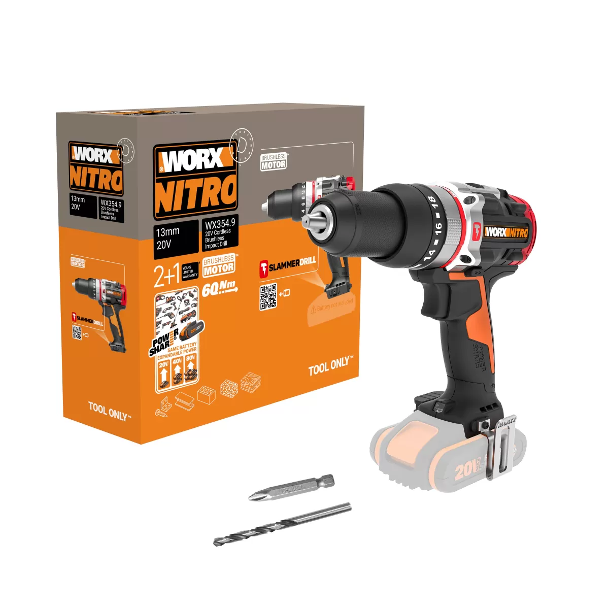 Brico Worx Accuboormachine Met Klopfunctie Wx354.9 20V (Zonder Accu) Best