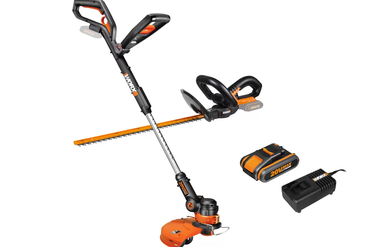 Brico Worx Grastrimmer Op Accu Wg914E 20V + Heggenschaar Op Accu Wg259E.5 20V Cheap